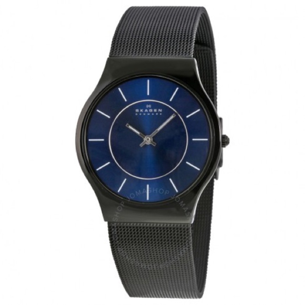 Skagen Black Mesh watch with blue face